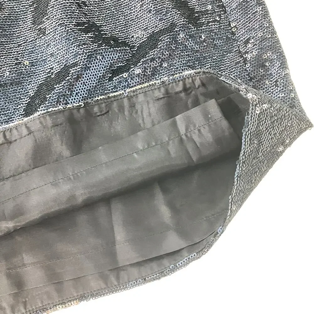 Trina Turk Sequin Skirt 6 Mini Side Zip Dressy Cocktail Goth Preppy Short Blue